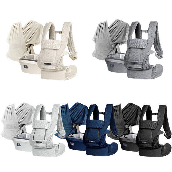 [포그내]25.맥스플로우올인원아기띠(메쉬) (슬링포함)4in1 슬링+아기띠+단독힙시트+힙시트